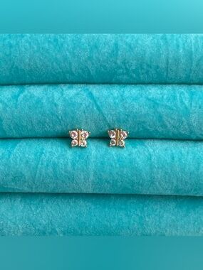 14k Gold Diamond Butterfly Earrings